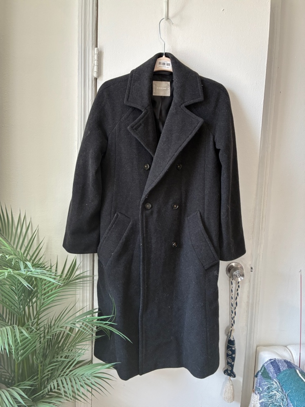 Everlane Black Double-Breasted Wool Pea Coat